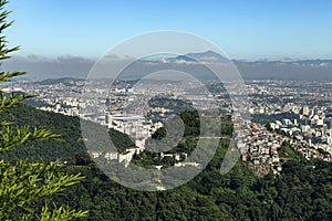 City of Rio de Janeiro view of the slum Maracana stadium and city.