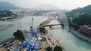 City of Rishikesh state of Uttarakhand in India seen from the sky