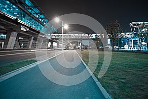 City road surface floor with viaduct bridge