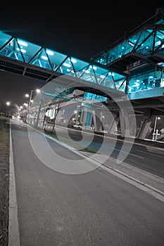 City road surface floor with viaduct bridge