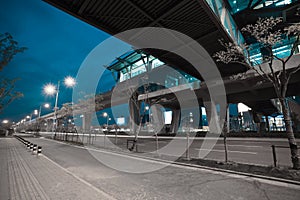 City road surface floor with viaduct bridge