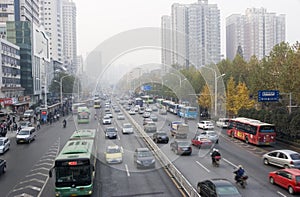 City road in Wuhan in China