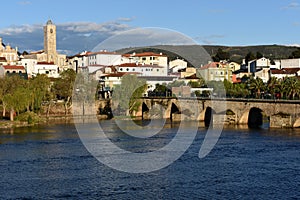 City and Romanesque bridge Mirandela,