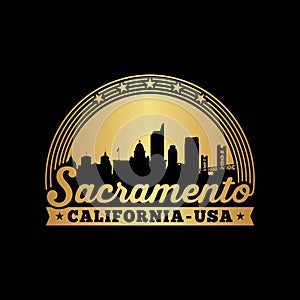 The city of Sacramento, California, USA. Logo design template. Vector and illustration.