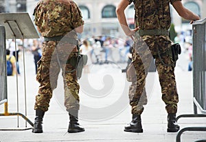 City safety. military police in the street