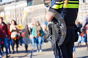 City safety. policeman in the street