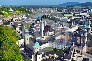 City of Salzburg from Hohensalzburg Fortress, Salzburger, Austria