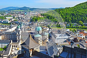 City of Salzburg from Hohensalzburg Fortress, Salzburger, Austria