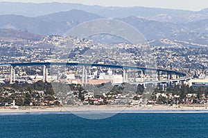 City of San Diego and the Coronado Island Bridge from Point Loma in California