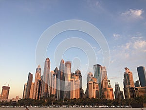 City in the sand - Dubai - at sunset