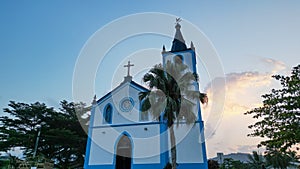 City of Santo Antonio on the island of Principe, with a church in Sao Tome, Africa
