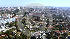 City of Sao Paulo, Brazil. Club football or Morumbi Stadium or Cicero Pompeu Toledo Stadium in the background.