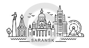 City of Saransk in outline style on white