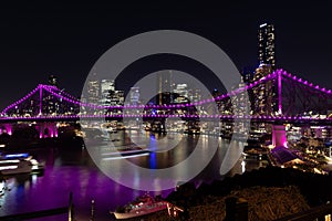 City Scape of Brisbane Story Bridge from Wilson Look Out Reserve