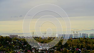 City scape Cloud sunset timelaps. cloud above new building.