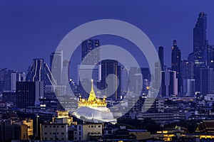 City Scape, Golden Mountain of Bangkok. The big pagoda in the heart of the capital city of Thailand. Wat Saket Ratcha Wora Maha