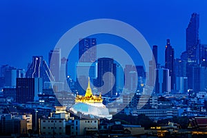 City Scape, Golden Mountain of Bangkok. Wat Saket Ratcha Wora Maha Wihan popular tourist attraction Landmarks of Bangkok. Thailand