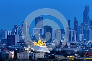 City Scape, Golden Mountain of Bangkok. Wat Saket Ratcha Wora Maha Wihan popular tourist attraction Landmarks of Bangkok. Thailand