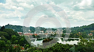 The city scape of Kandy and Bogambara Lake  in Sri Lanka