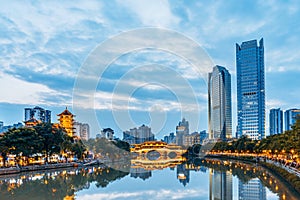 City Scenery of Anshun Bridge, Chengdu, Sichuan, China