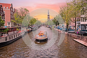 City scenic in Amsterdam the Netherlands at the Prinsengracht