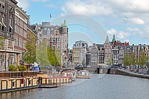 City scenic from Amsterdam at Rokin in the Netherlands