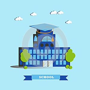 City school building vector illustration in flat style.