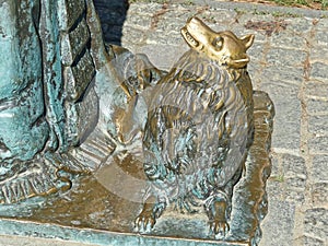 The city sculpture depicts the characters of Chekhov`s novel `the Lady with a little dog`.