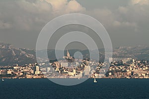 City on sea coast. Marseille, France