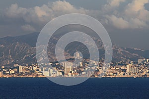 City on sea coast and mountains. Marseille, France