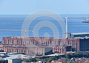 City and sea with old architecture in liverpool