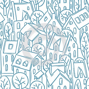 City seamless pattern with roofs photo