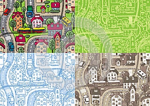 City seamless pattern set