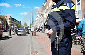 City security. policeman in the street