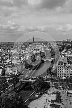 City and Seine River view Paris, France Eiffel Tower