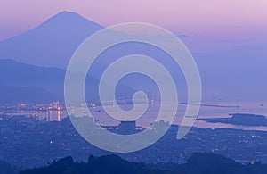 The city of Shizuoka and Mt.Fuji at dawn