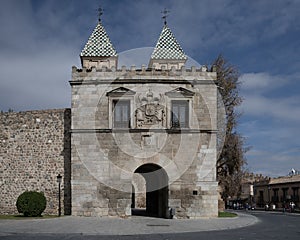 City side of the Puerta de Bisagra Nueva, the city gate of Toledo, Spain, built in 1559 by Alonso de Covarrubias.