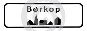 City sign of BÃ¸rkop