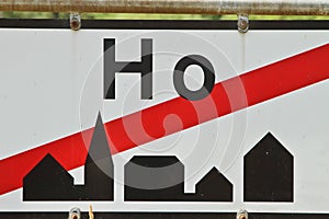 A city-sign to the city Ho in Denmark.