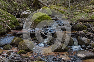 City Sigulda, Latvia. River with rocks and water. Travel photo