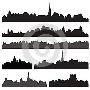 City silhouett set. European cityscape. Skyline set. Buildings s photo