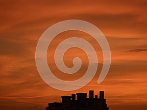 City silhouette under the setting sun