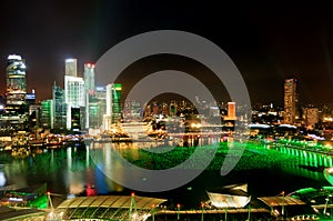City of SIngapore and Marina Bay at night