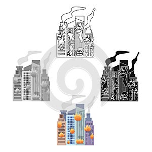 City, single icon in cartoon style.City, vector symbol stock illustration web.