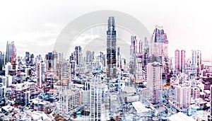 City skyline aerial abstract cityscape modern city background