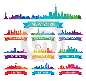 City skyline of America Colorful illustration