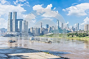 City skyline buildings and Yangtze River in Yuzhong District