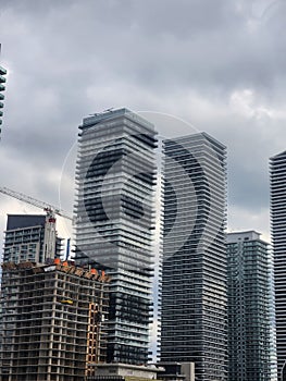 City Skyline of Construction of New Condominiums in Downtown Toronto