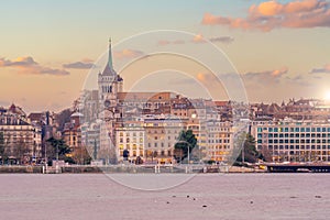 City skyline of Geneva with Lake Geneva, cityscape of  Switzerland