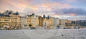 City skyline of Geneva with Lake Geneva, cityscape of  Switzerland